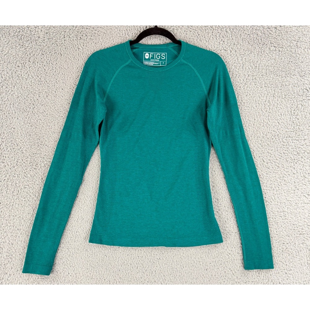 FIGS Salta Seamless Underscrub Top Womens S Green Long Sleeve W21KW1001 Medical